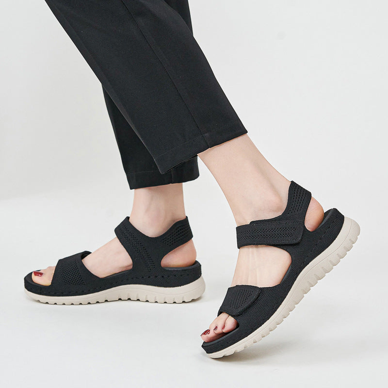 European and American sports and leisure sandals with Velcro hollow out beach thick sole women's