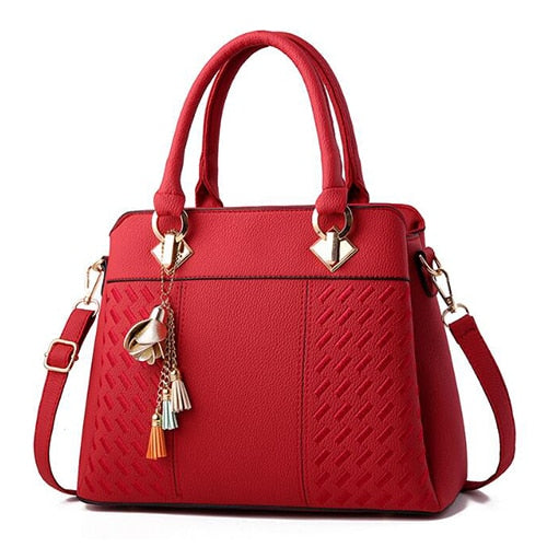 tassel pu top-handle shoulder bag