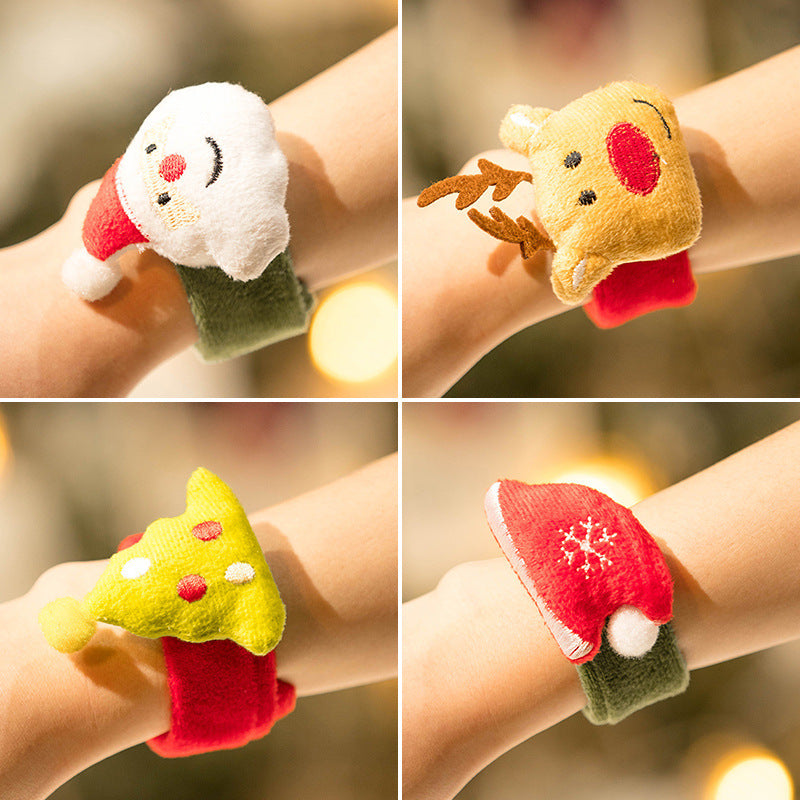 Christmas Decorative Plush Pop Bracelets for Kids, Creative Holiday Gifts and Party Favors for Kindergarten Celebrations
