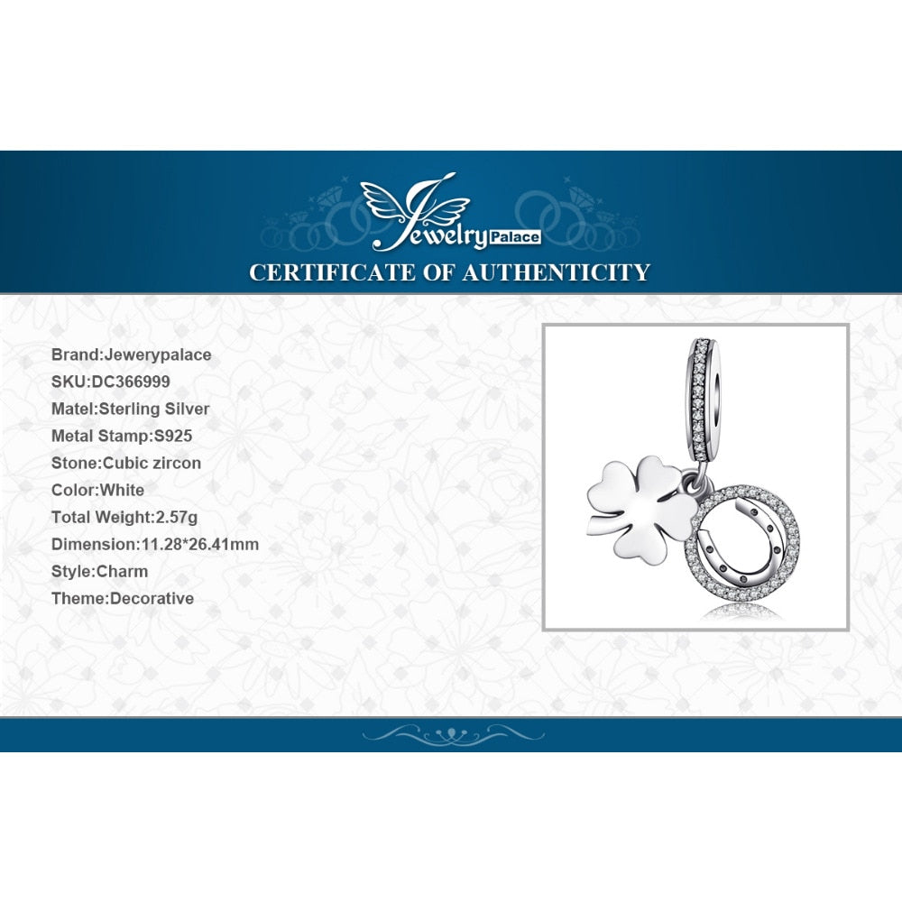 Jewelrypalace 100% 925 Sterling Silver Charms 4 Leaf Clover Beads fit Bracelets Anniversary Gifts Fashion DIY Jewelry