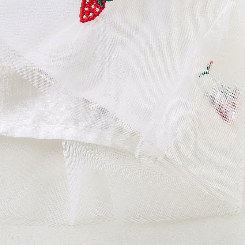 Baby Girl Strawberry Princess Dress 1-3 Years Summer Dress for Toddlers Charming Tulle Skirt