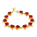 U7 Bracelet Red Rose Flowers Wrist Chain Charm Mother's Day Gift For Women Wedding Party Jewelry Bridesmaid Bracelets