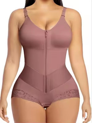 high-waist lace trim shapewear brief