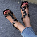 Flower Square Toe Block Heel Sandals