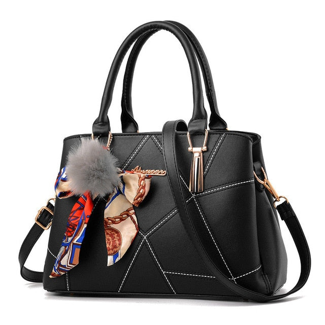 geometric PU shoulder bag with single strap