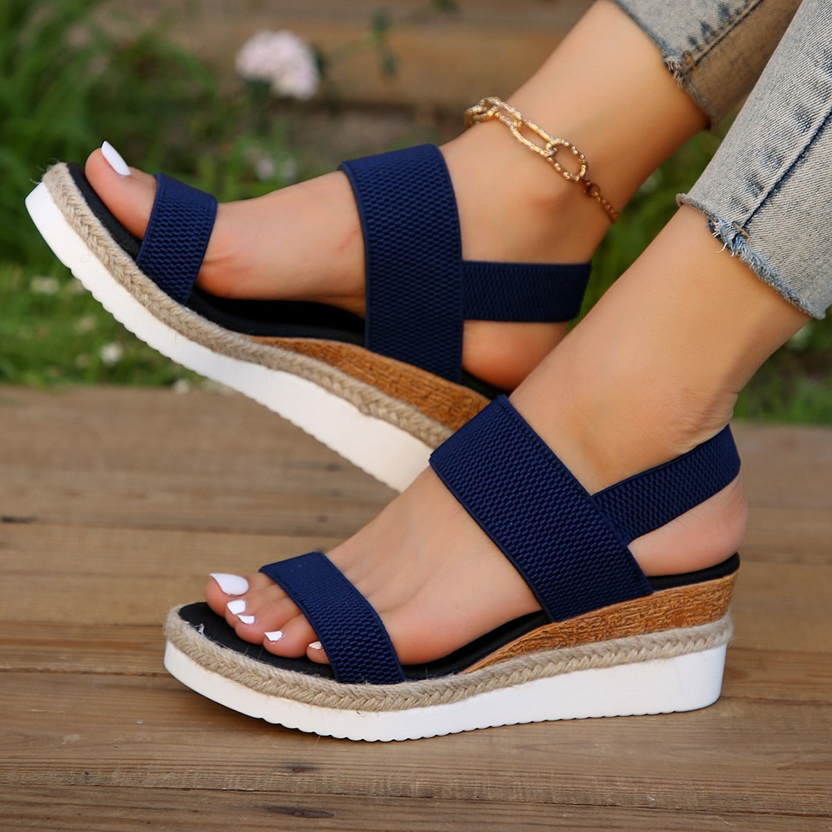 Poe Heel Sandals for Women's Summer New Fish Mouth Elastic