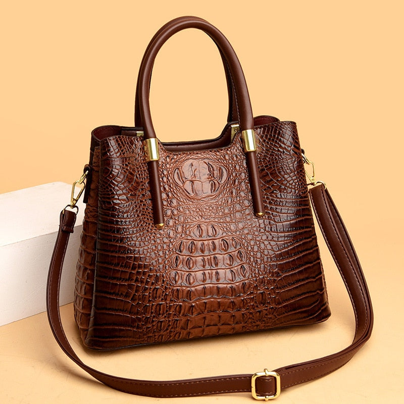 croc-effect PU large tote bag
