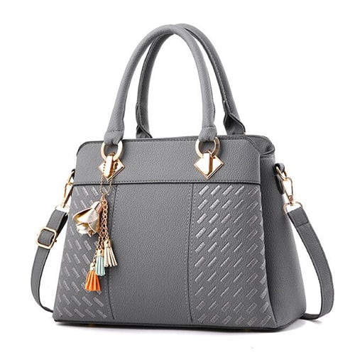 tassel pu top-handle shoulder bag