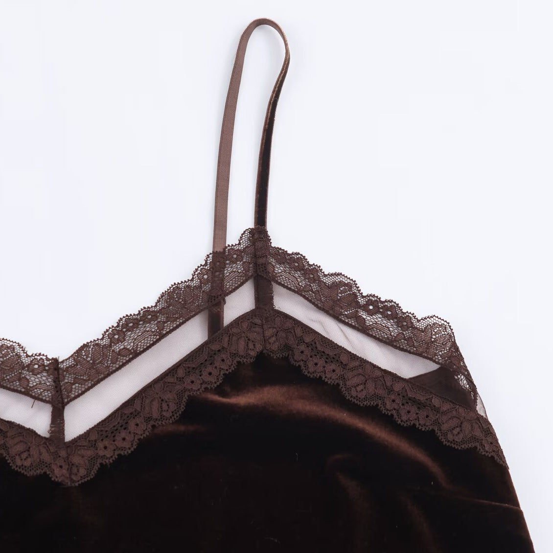 Top Dentelle Effet Velours