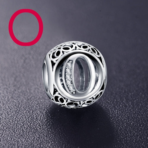Real Sterling Silver Vintage Clear Letter Bead Charms Fit