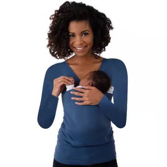 Maternity Baby Carrier Tees Kangaroo T-Shirt for Father Mother With Long-sleeve Big Pocket Multifunction Tank Tops Clothes