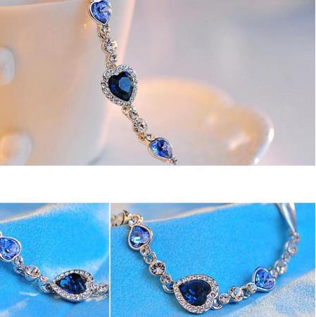 The New Listing Classic Ocean Heart Crystal Silver Fashion Bracelets Korean Jewelry Women's Gift Wholesale
