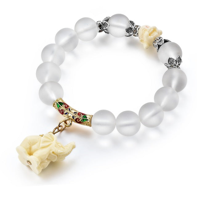 Natural opal beads bracelets crystal fashion women bracelet vintage stainless steel braceletes for