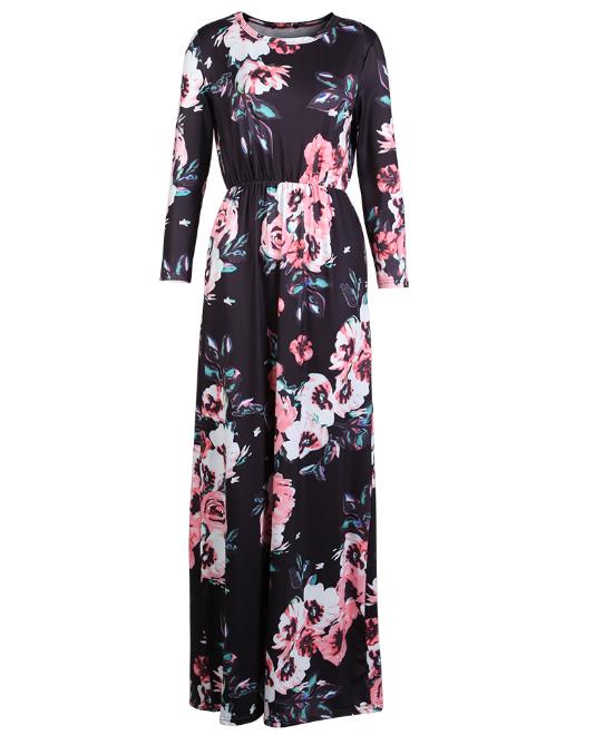 Emmababy Mommy and Me Family Matching Dress Mother Daughter Floral Holiday Maxi