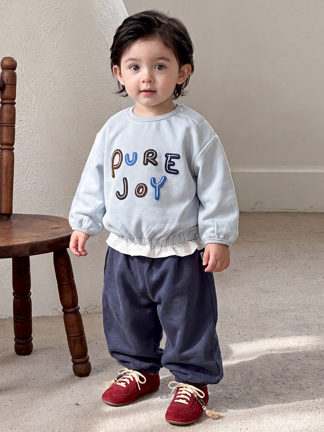 Casual Simple Letter Hoodie and Pants Two-Piece Set, Kids Clothing