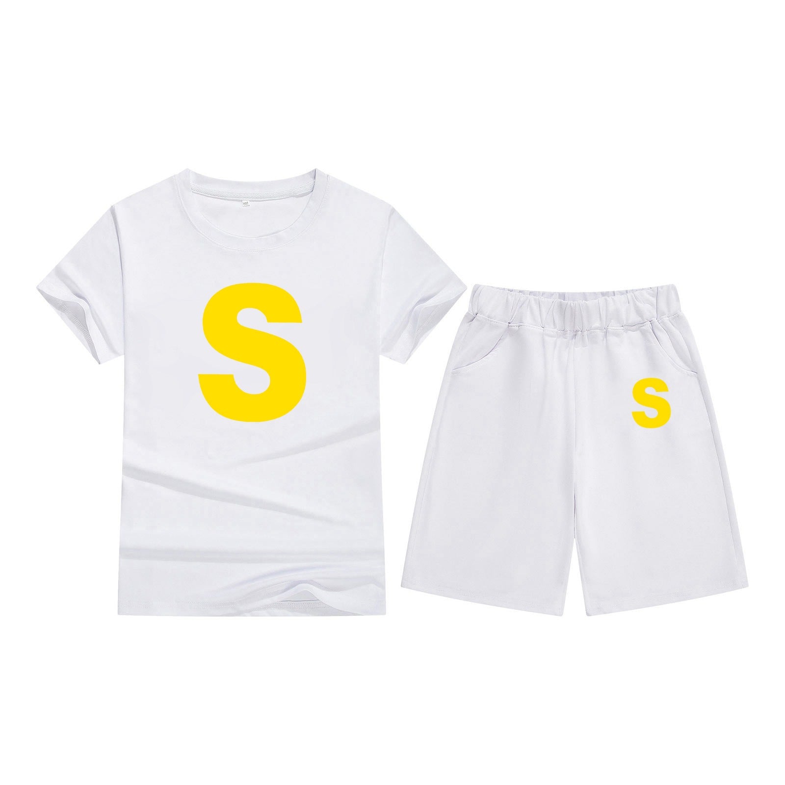 Cotton T-Shirt Short Sleeve Candy Color Comfortable Kids Round Neck Printed Pattern Embroidery Print-S