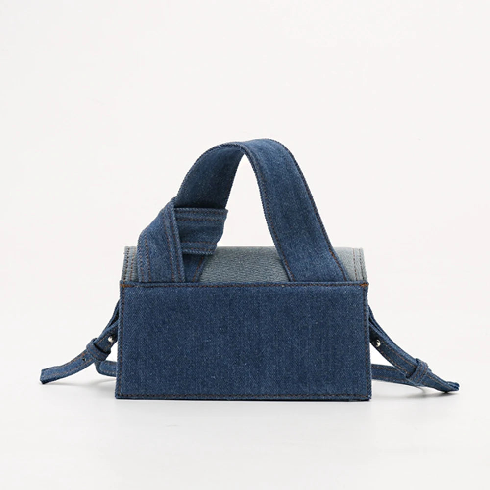 denim patchwork canvas crossbody bag