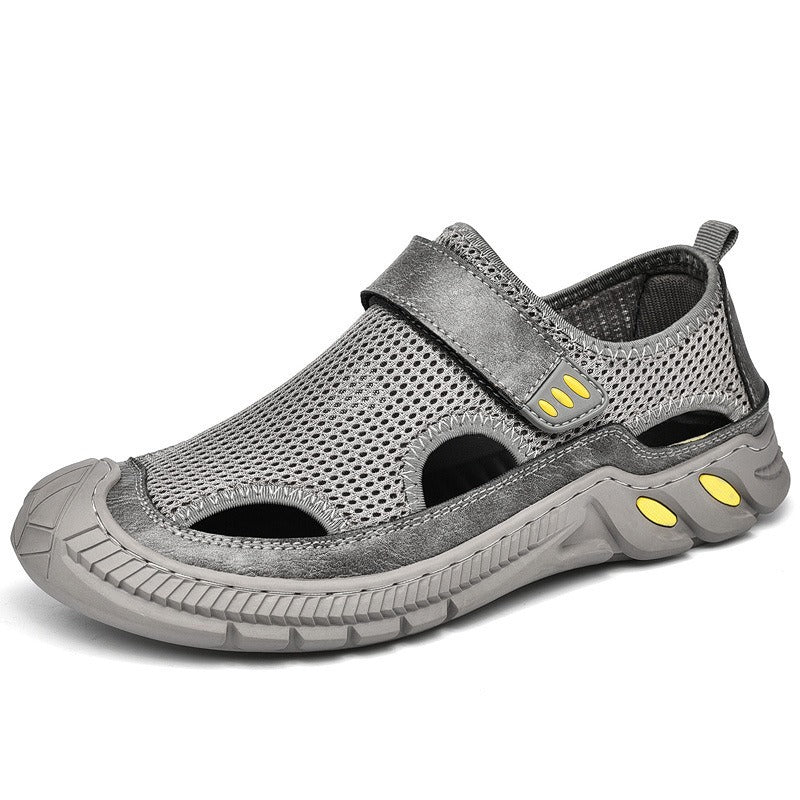 Mesh casual shoes, breathable leather perforated sandals