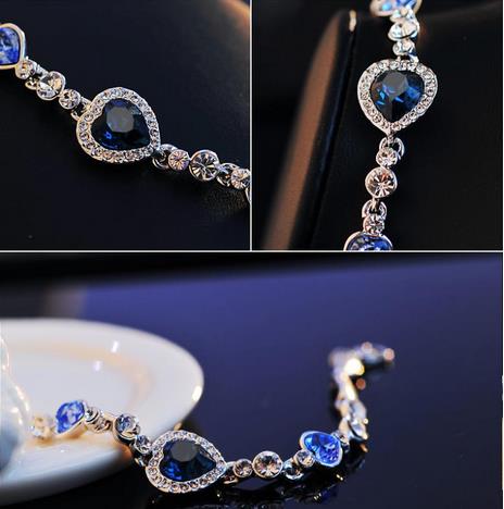 The New Listing Classic Ocean Heart Crystal Silver Fashion Bracelets Korean Jewelry Women's Gift Wholesale
