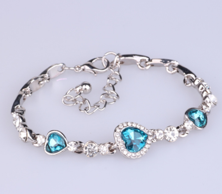 The New Listing Classic Ocean Heart Crystal Silver Fashion Bracelets Korean Jewelry Women's Gift Wholesale