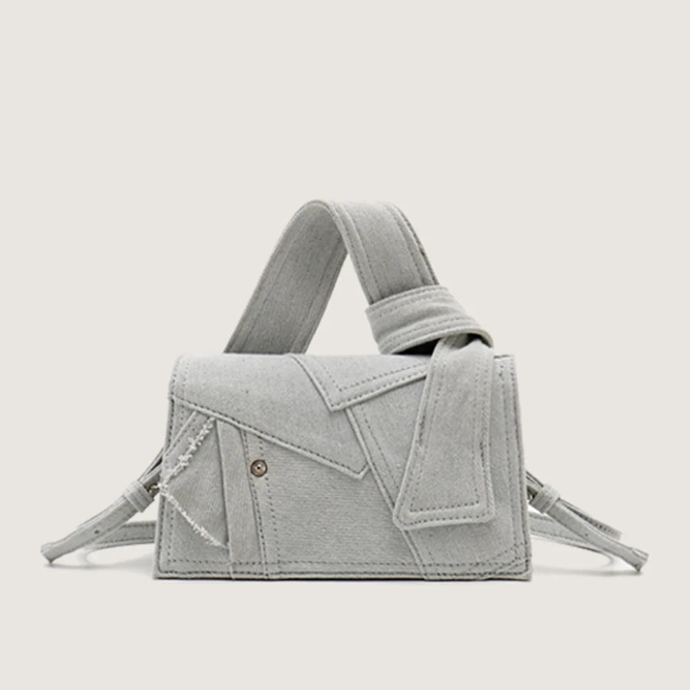 denim patchwork canvas crossbody bag