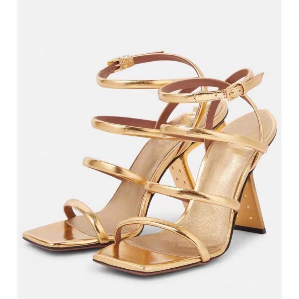 High Heel Wrapped Sandals Women's One line Buckle Sexy Open Toe Waterproof Platform Fashion