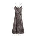Langes Lingerie‑Kleid mit Animalprint
