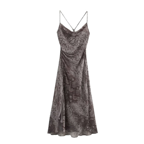 animal print long lingerie dress