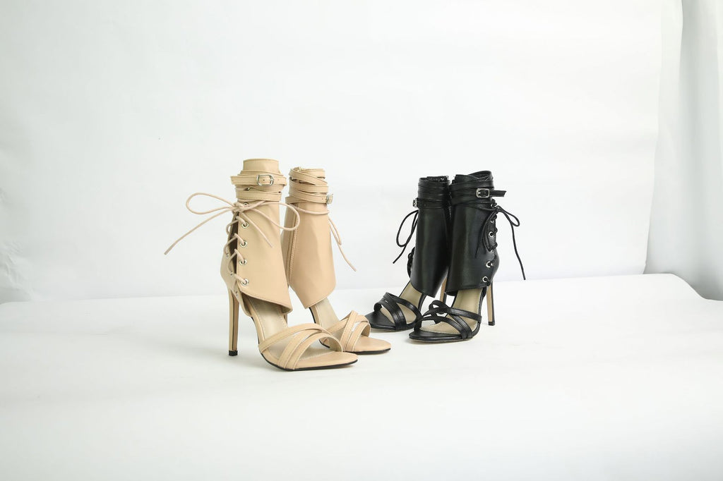 New high heel strap belt buckle sandals Roman shoes