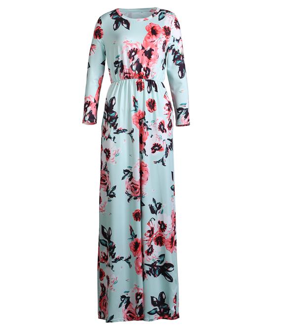 Emmababy Mommy and Me Family Matching Dress Mother Daughter Floral Holiday Maxi