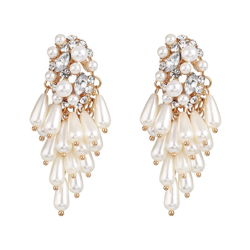 Earnail accessories female pearl water drop earrings versatile ear