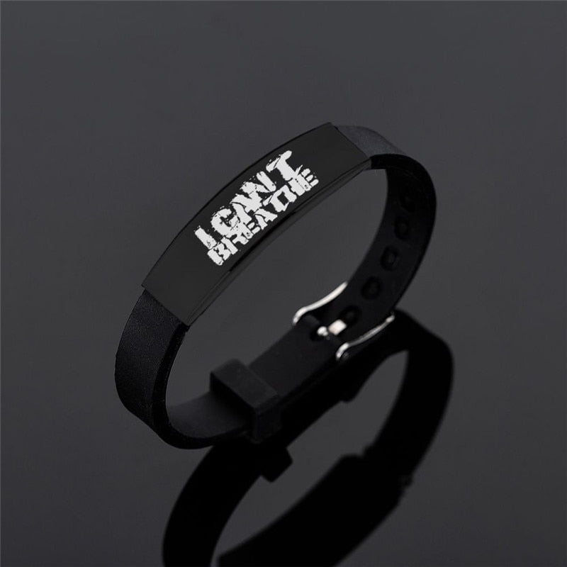 American Protest I Can't Breath Bracelets Black Stainless Steel Silicone Bracelets&Bangles Adjustable George Floyd