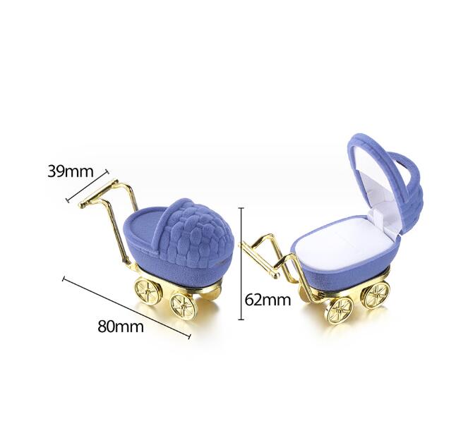 Baby carriage Velvet Jewelry Box stroller Wedding Ring Box Gift Box Holder Case for Earrings Necklaces Bracelets Display
