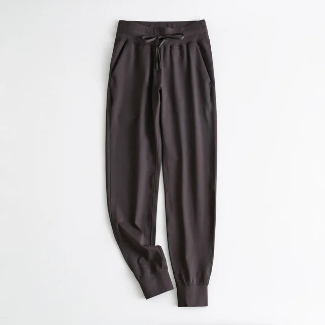 women's stretch workout joggers with drawstring and side pockets