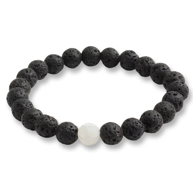 Black Lava Natural Stone Beads Bracelets for Women Vintage Design Volcanic Rock Tiger Eye Bead Strand Bracelet Men Jewelry Gifts