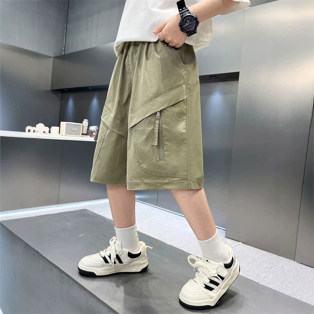 Casual Cargo Shorts for Boys Mid-Length Pants Kids Clothing