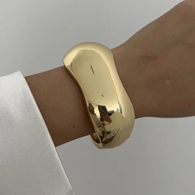Hip Hop Water Drop Cuff Wide Bangles Vintage Punk Gold