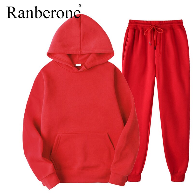 Solid Hooded Tracksuit Set