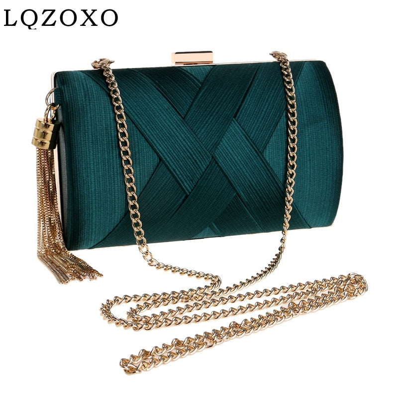 Golden Satin Evening Clutch