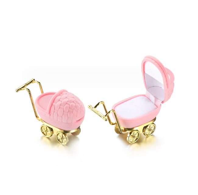 baby carriage velvet ring jewelry box