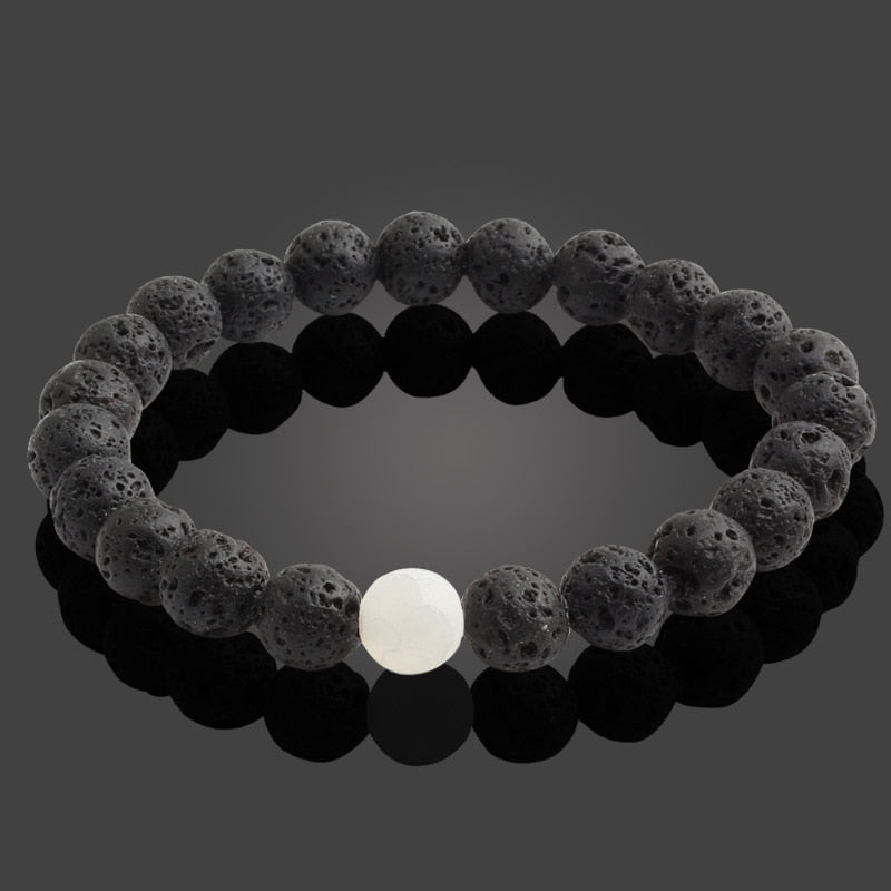 Black Lava Natural Stone Beads Bracelets for Women Vintage Design Volcanic Rock Tiger Eye Bead Strand Bracelet Men Jewelry Gifts