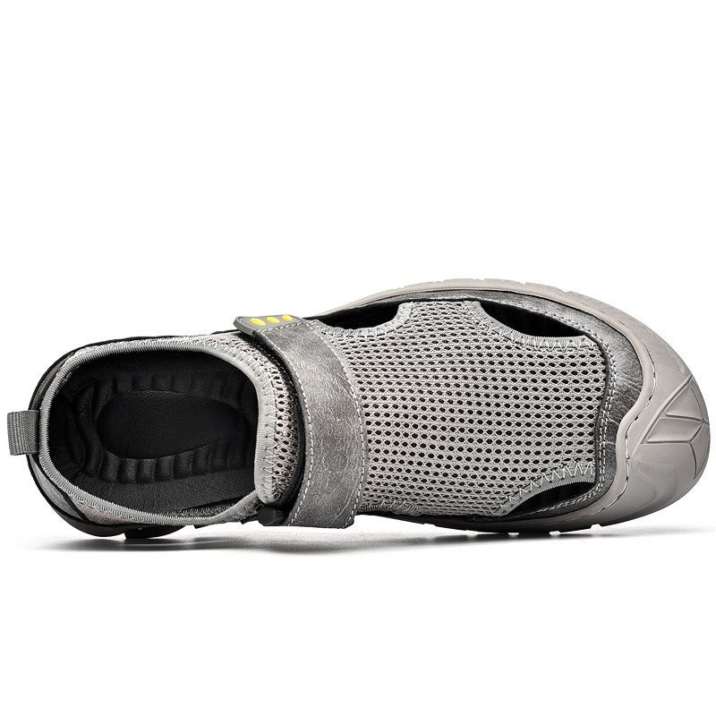 Mesh casual shoes, breathable leather perforated sandals