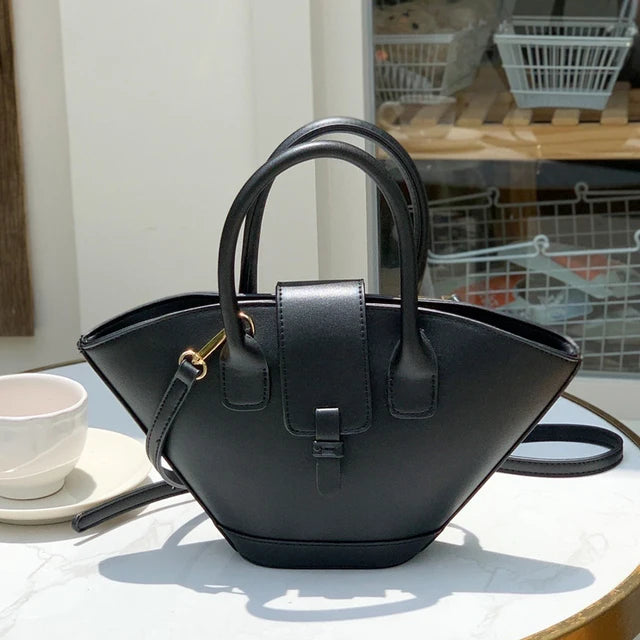vintage shell top-handle PU bag