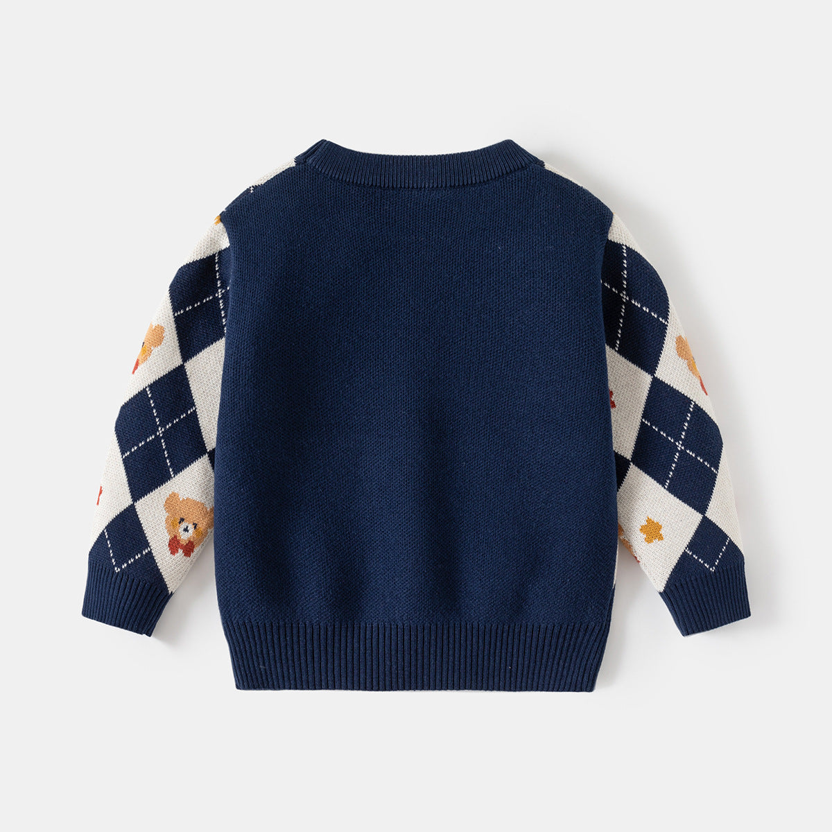 Knitted Sweater for Boys Grid Pattern Knitwear Kids Base Layer Clothing.