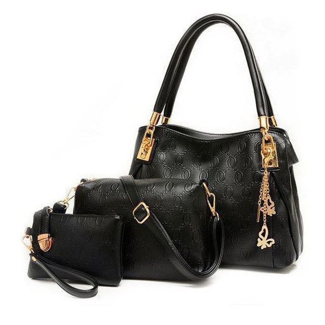 three-piece PU handbag, messenger bag and purse set