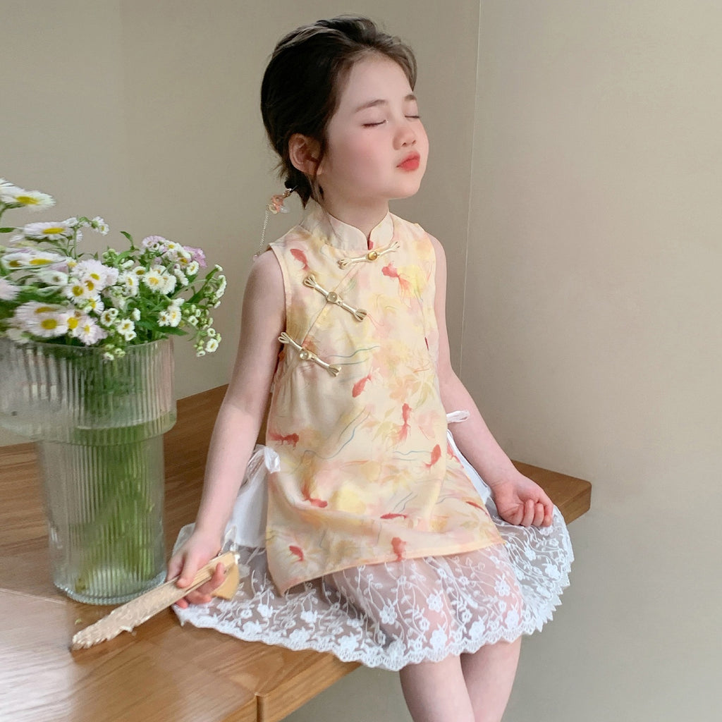 Girls' Cartoon Qipao Dress Tang Suit Kids Clothing