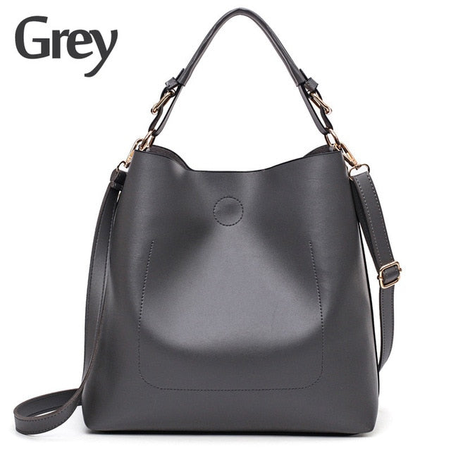 large PU bucket tote shoulder bag