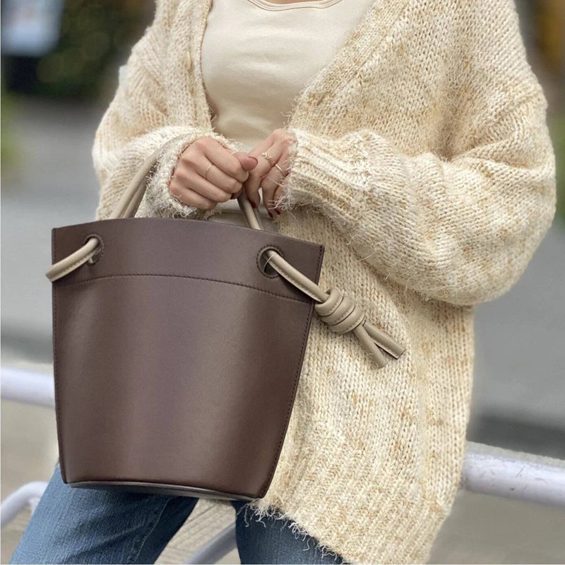 small PU contrast bucket bag
