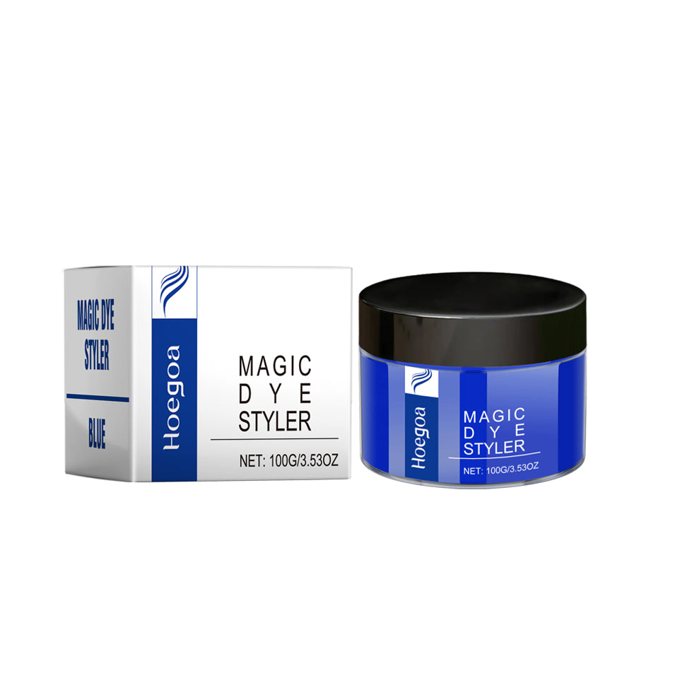 tin of colorful hair wax paste