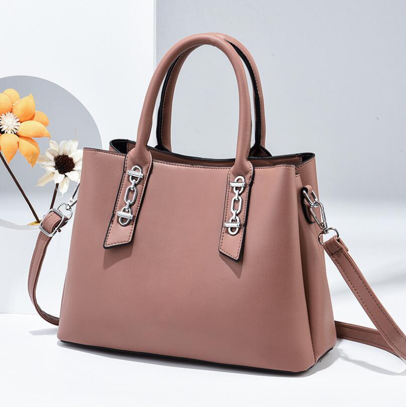 solid color PU crossbody tote bag